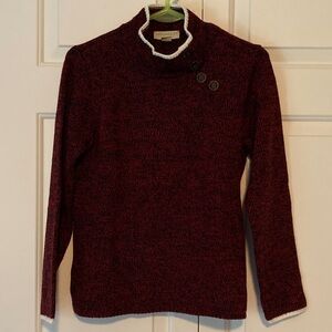 Appleseed’s mock neck pullover red black PS